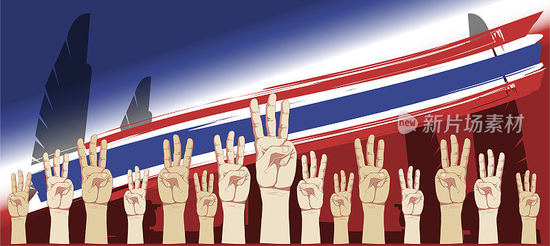 Raise 3 fingers.Demand democracy  Thailand.Banner modern Idea and Concept.